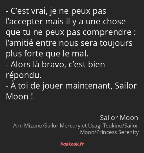 C’est vrai, je ne peux pas l’accepter mais il y a une chose que tu ne peux pas comprendre…