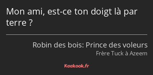 Mon ami, est-ce ton doigt là par terre ?