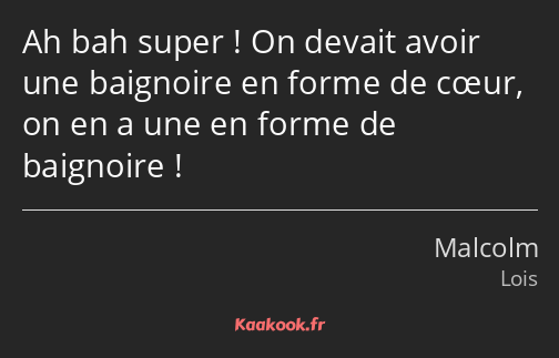 Ah bah super ! On devait avoir une baignoire en forme de cœur, on en a une en forme de baignoire !
