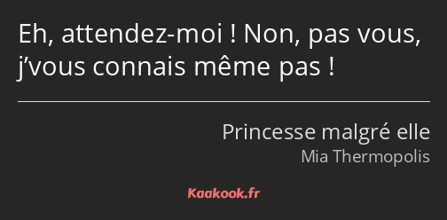Eh, attendez-moi ! Non, pas vous, j’vous connais même pas !