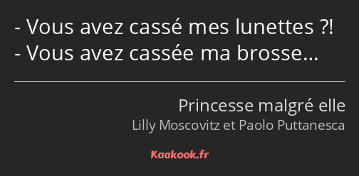 Vous avez cassé mes lunettes ?! Vous avez cassée ma brosse…