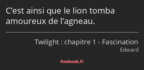 C’est ainsi que le lion tomba amoureux de l’agneau.