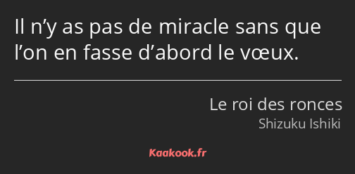 Il n’y as pas de miracle sans que l’on en fasse d’abord le vœux.