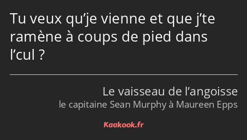 Tu veux qu’je vienne et que j’te ramène à coups de pied dans l’cul ?