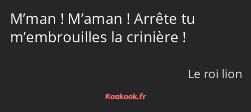 M’man ! M’aman ! Arrête tu m’embrouilles la crinière !