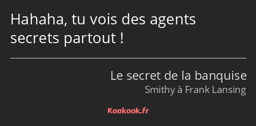 Hahaha, tu vois des agents secrets partout !