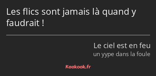 Les flics sont jamais là quand y faudrait !