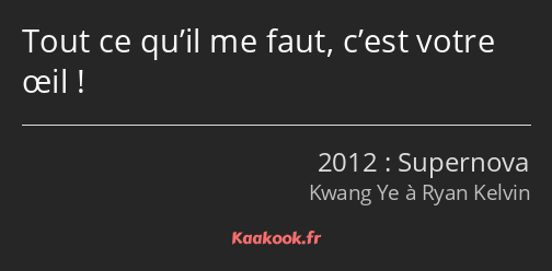 Tout ce qu’il me faut, c’est votre œil !