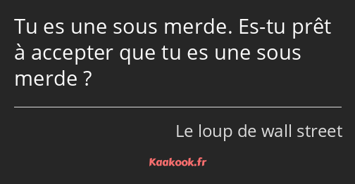 Tu es une sous merde. Es-tu prêt à accepter que tu es une sous merde ?