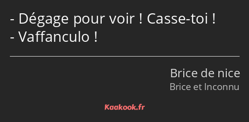 Dégage pour voir ! Casse-toi ! Vaffanculo !