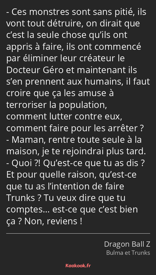 Ces monstres sont sans pitié, ils vont tout détruire, on dirait que c’est la seule chose qu’ils ont…