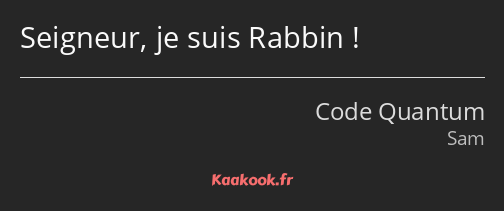 Seigneur, je suis Rabbin !