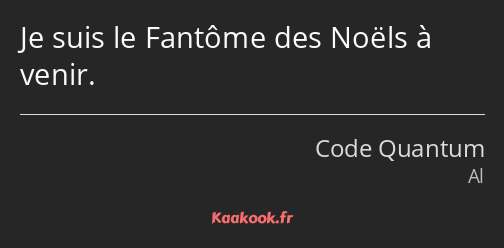 Je suis le Fantôme des Noëls à venir.