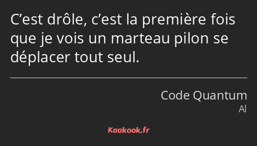 C’est drôle, c’est la première fois que je vois un marteau pilon se déplacer tout seul.
