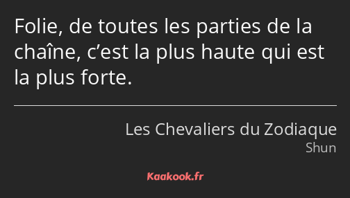 Folie, de toutes les parties de la chaîne, c’est la plus haute qui est la plus forte.