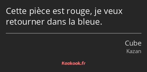 Cette pièce est rouge, je veux retourner dans la bleue.