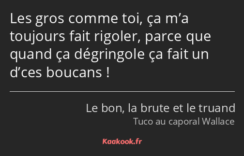 Les gros comme toi, ça m’a toujours fait rigoler, parce que quand ça dégringole ça fait un d’ces…