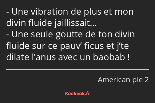 Une vibration de plus et mon divin fluide jaillissait… Une seule goutte de ton divin fluide sur ce…