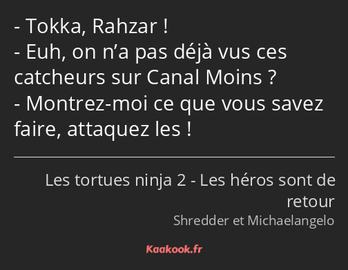 Tokka, Rahzar ! Euh, on n’a pas déjà vus ces catcheurs sur Canal Moins ? Montrez-moi ce que vous…