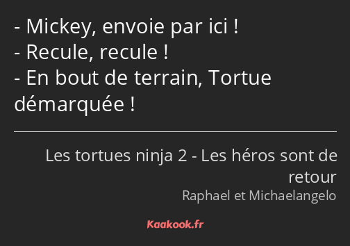 Mickey, envoie par ici ! Recule, recule ! En bout de terrain, Tortue démarquée !