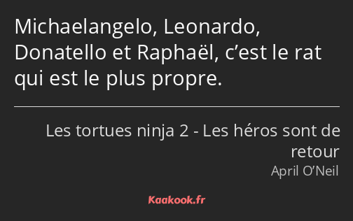 Michaelangelo, Leonardo, Donatello et Raphaël, c’est le rat qui est le plus propre.