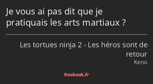 Je vous ai pas dit que je pratiquais les arts martiaux ?