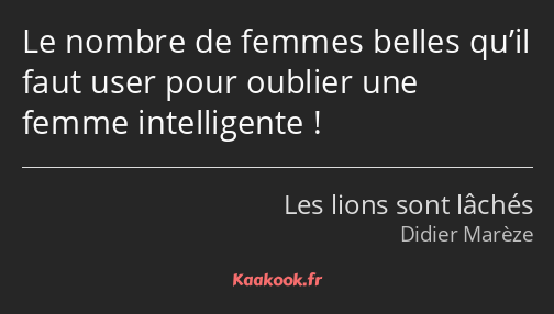 Le nombre de femmes belles qu’il faut user pour oublier une femme intelligente !