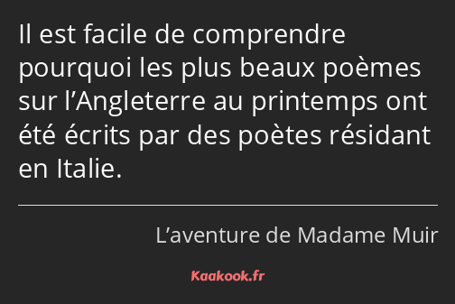 Il est facile de comprendre pourquoi les plus beaux poèmes sur l’Angleterre au printemps ont été…