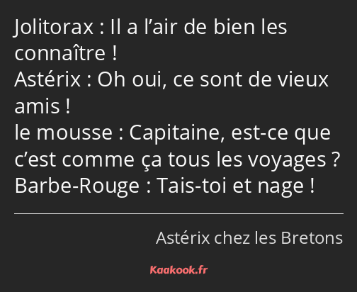 Il a l’air de bien les connaître ! Oh oui, ce sont de vieux amis ! Capitaine, est-ce que c’est…