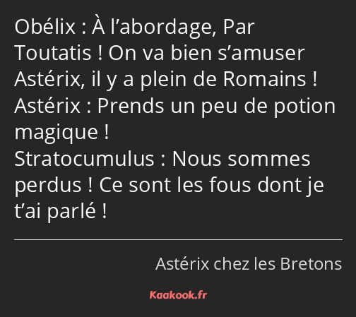 À l’abordage, Par Toutatis ! On va bien s’amuser Astérix, il y a plein de Romains ! Prends un peu…