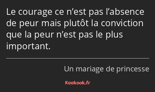 Le courage ce n’est pas l’absence de peur mais plutôt la conviction que la peur n’est pas le plus…