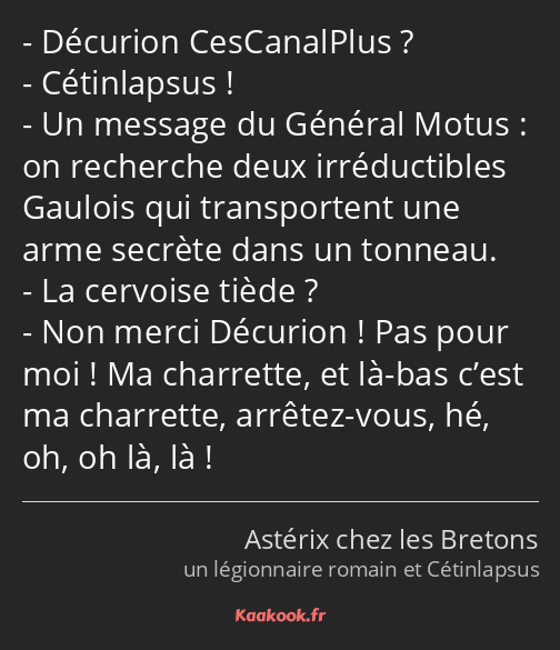 Décurion CesCanalPlus ? Cétinlapsus ! Un message du Général Motus : on recherche deux irréductibles…