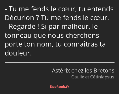 Tu me fends le cœur, tu entends Décurion ? Tu me fends le cœur. Regarde ! Si par malheur, le…