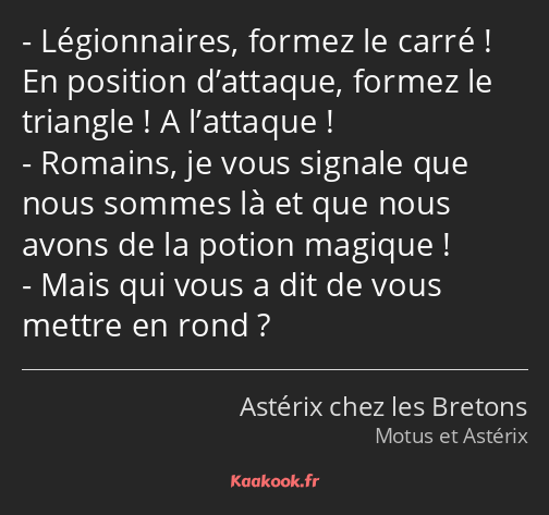 Légionnaires, formez le carré ! En position d’attaque, formez le triangle ! A l’attaque ! Romains…