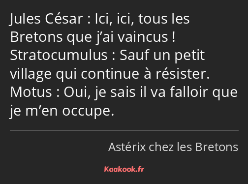 Ici, ici, tous les Bretons que j’ai vaincus ! Sauf un petit village qui continue à résister. Oui…