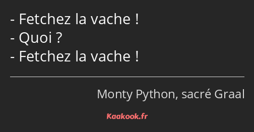 Fetchez la vache ! Quoi ? Fetchez la vache !