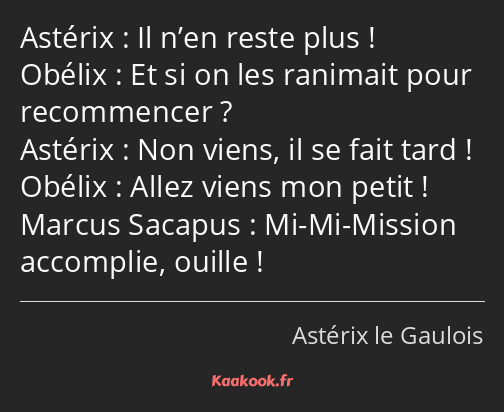 Il n’en reste plus ! Et si on les ranimait pour recommencer ? Non viens, il se fait tard ! Allez…