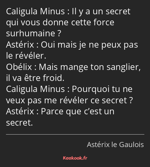 Il y a un secret qui vous donne cette force surhumaine ? Oui mais je ne peux pas le révéler. Mais…
