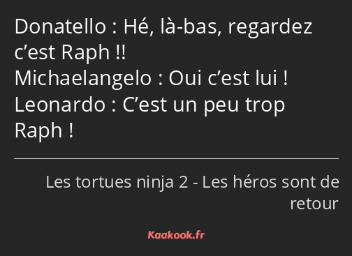 Hé, là-bas, regardez c’est Raph !! Oui c’est lui ! C’est un peu trop Raph !