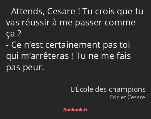 Attends, Cesare ! Tu crois que tu vas réussir à me passer comme ça ? Ce n’est certainement pas toi…