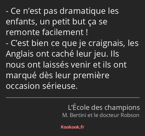 Ce n’est pas dramatique les enfants, un petit but ça se remonte facilement ! C’est bien ce que je…