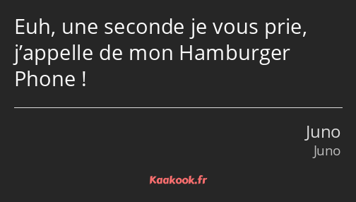 Euh, une seconde je vous prie, j’appelle de mon Hamburger Phone !