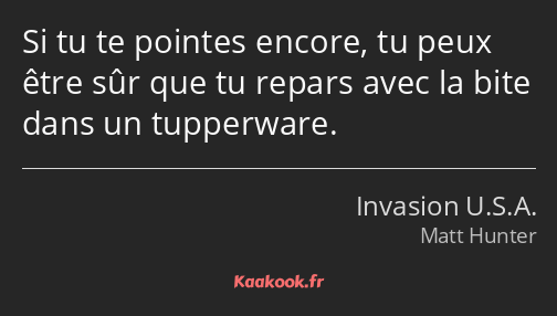 Si tu te pointes encore, tu peux être sûr que tu repars avec la bite dans un tupperware.