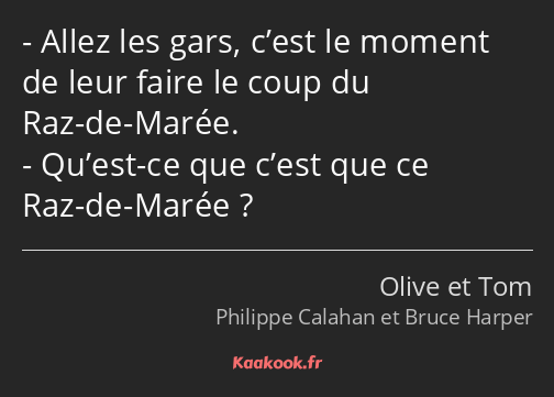 Allez les gars, c’est le moment de leur faire le coup du Raz-de-Marée. Qu’est-ce que c’est que ce…