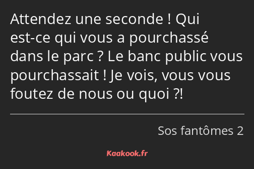 Attendez une seconde ! Qui est-ce qui vous a pourchassé dans le parc ? Le banc public vous…