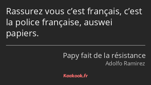 Rassurez vous c’est français, c’est la police française, auswei papiers.