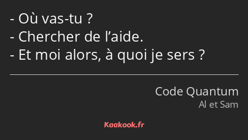 Où vas-tu ? Chercher de l’aide. Et moi alors, à quoi je sers ?
