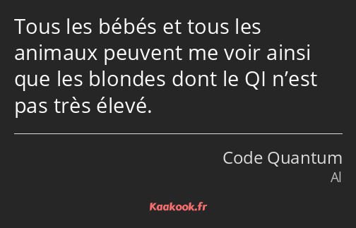 Tous les bébés et tous les animaux peuvent me voir ainsi que les blondes dont le QI n’est pas très…