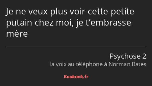 Je ne veux plus voir cette petite putain chez moi, je t’embrasse mère