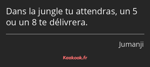 Dans la jungle tu attendras, un 5 ou un 8 te délivrera.